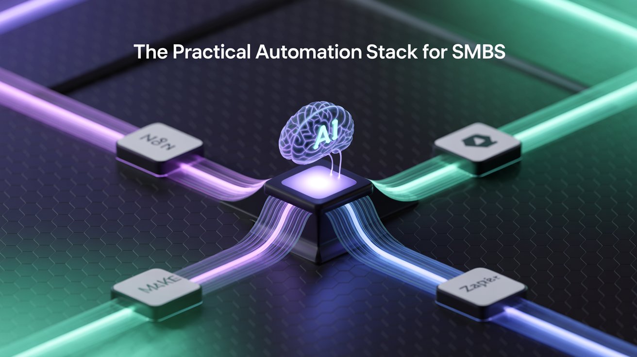 The Practical Automation Stack for SMBs (n8n, Make, Zapier + AI)
